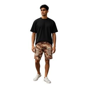 Guapi Shorts Mens 30 Brown Camo Distressed Ripped Urban Streetwear NWT